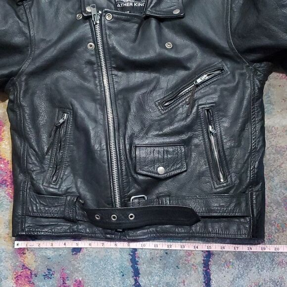 Vintage Leather King Motorcycle Jacket in Black Size M or 6/8 - Picture 13 of 16